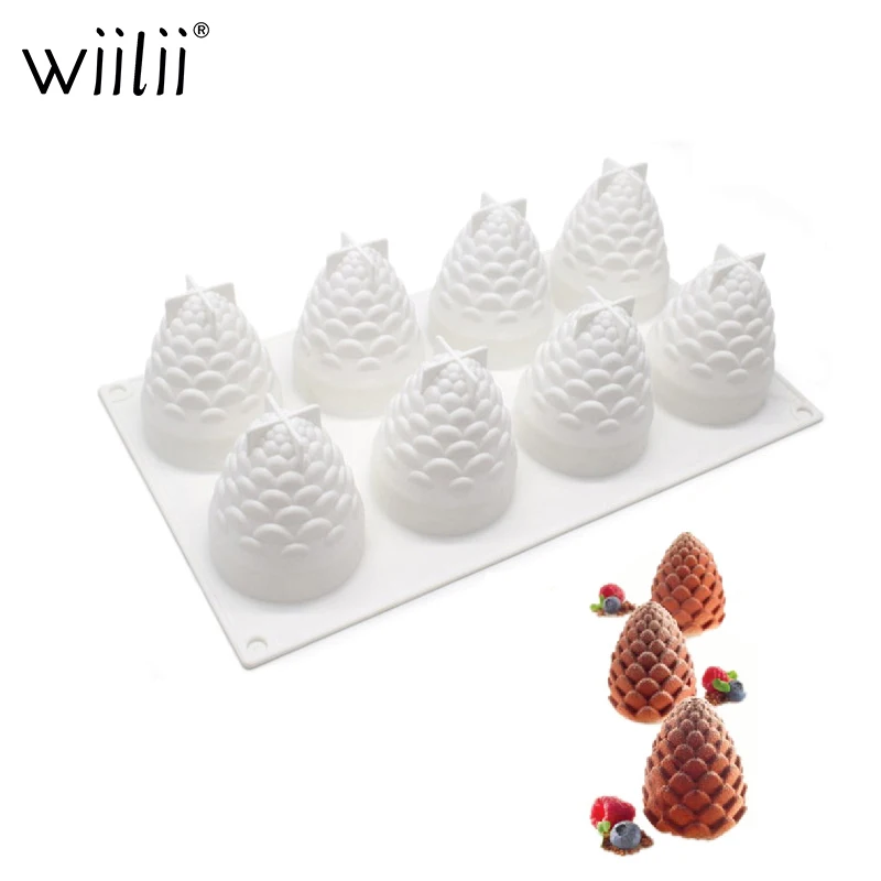 

8 Cavities Silicone Cake Mould Pinecones Shape For Baking Cakes Pastry Mousse