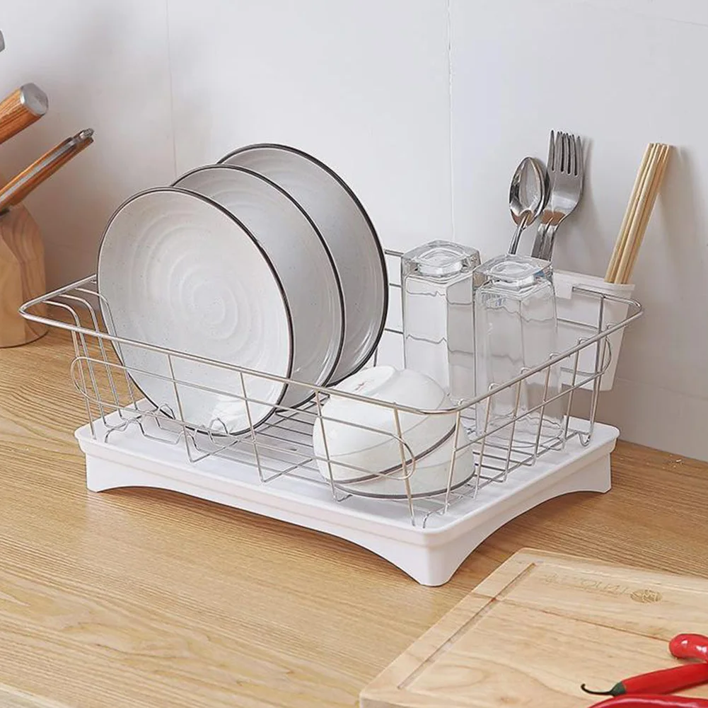 Нержавеющая сталь Однослойная дренажная сушилка для посуды двухслойная кухонная посуда Подставка для хранения# CW