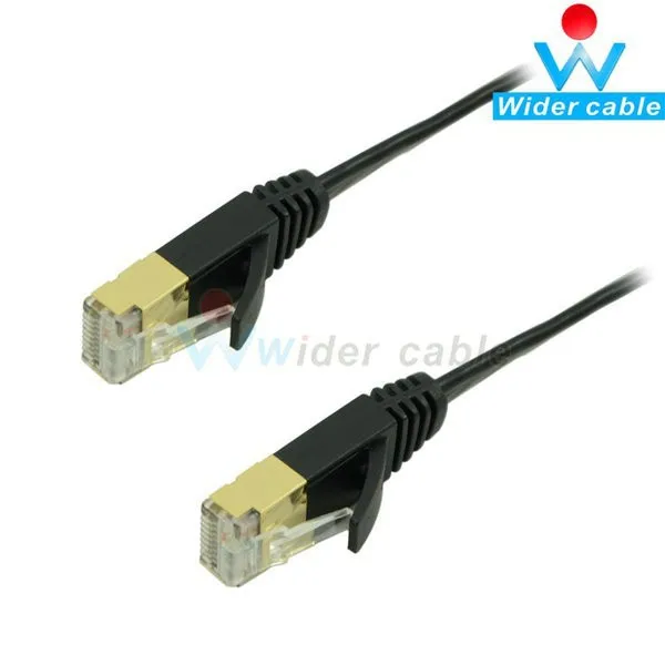 Flat CAT7 STP Ethernet Network Cable Black Color 