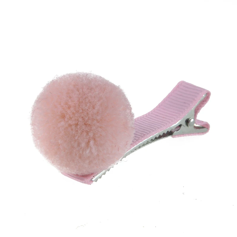 10 шт./лот, детские заколки с помпоном для девочек, однотонные заколки для волос для девочек, детские заколки для волос, аксессуары для волос - Цвет: Pink2
