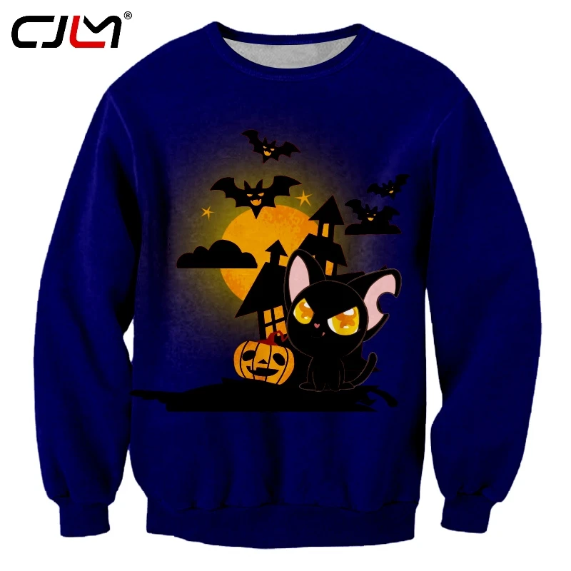 

CJLM Happy Halloween Man Funny Sweatshirt 3D Printed Bat Pumpkin Men's Animal Polyester Pullover Free Shipping Clothing