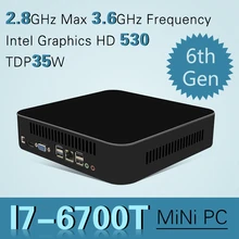 Intel Quad-core I7 6700 Mini PC Windows 10 Настольный Компьютер Pocket PC Nettop barebone системы Skylake HD530 Графика 4 К 300 М wi-fi