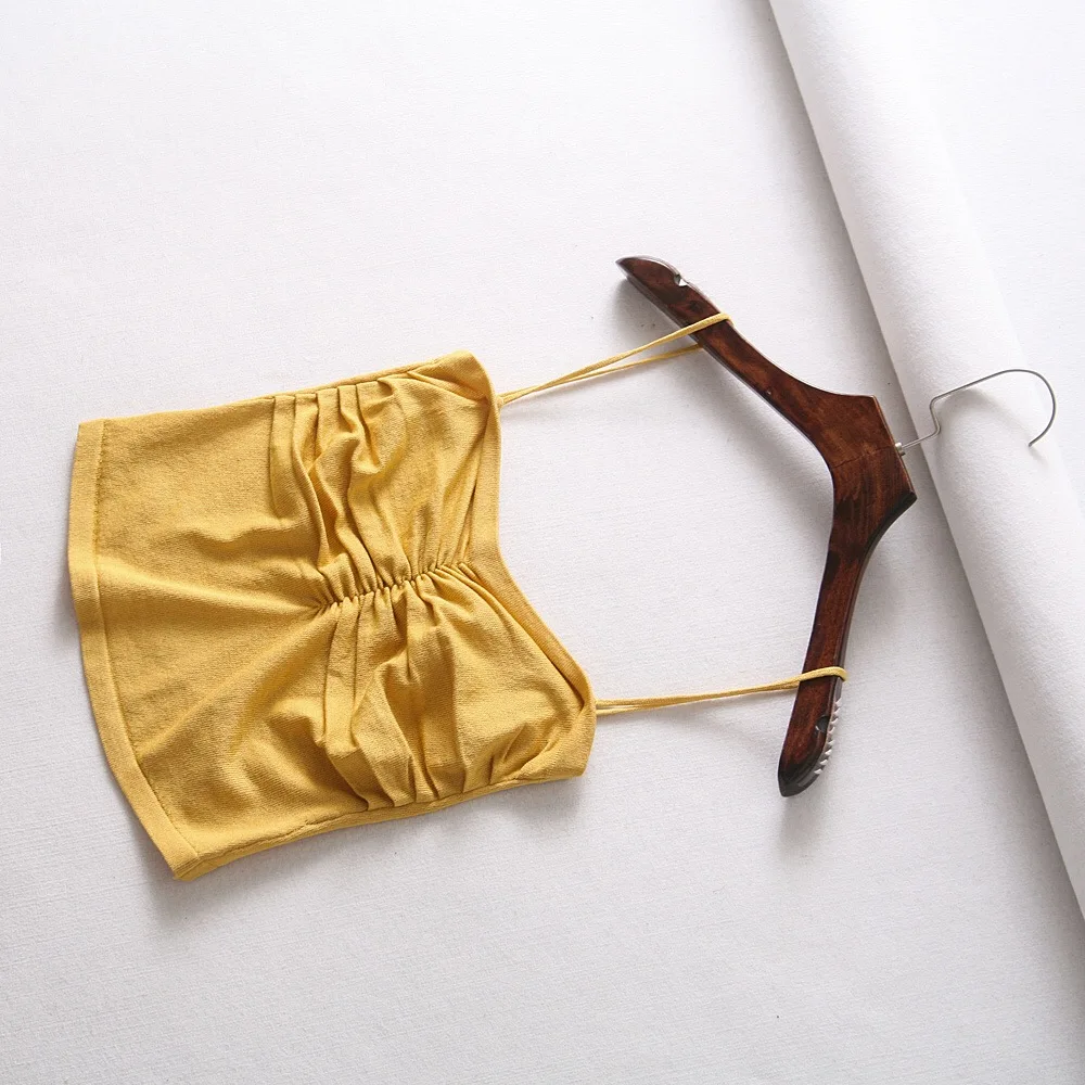Черный желтый Топик с рюшами, бюстье, женские топы без рукавов, сексуальные укороченные женские летние топы, уличная одежда