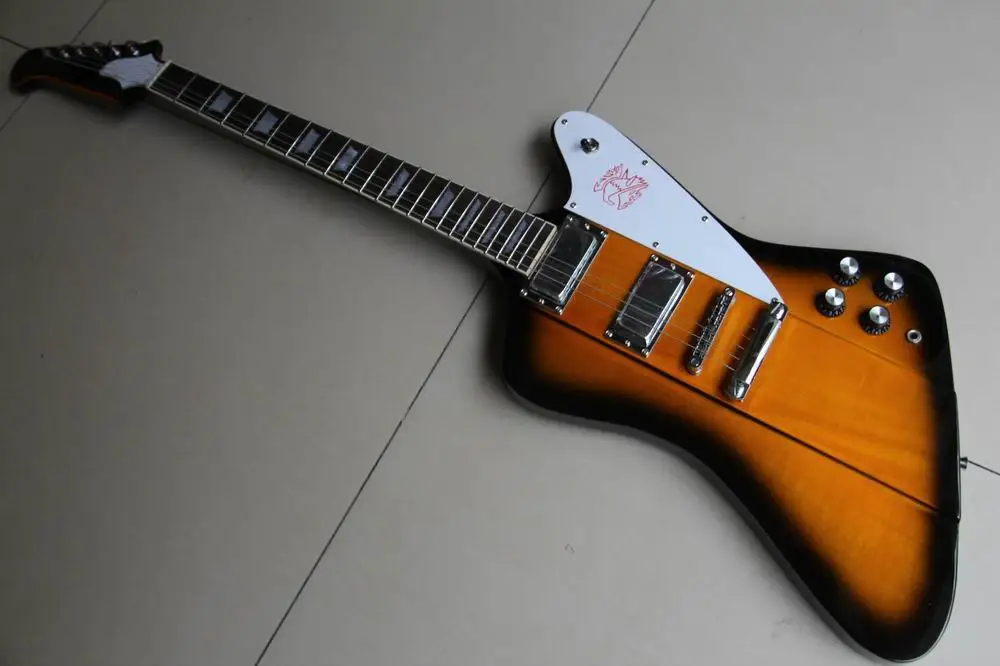 

Free Shipping Cnbald Firebird Guitar 6 String electric guitar solid wood In Sunburst 120318