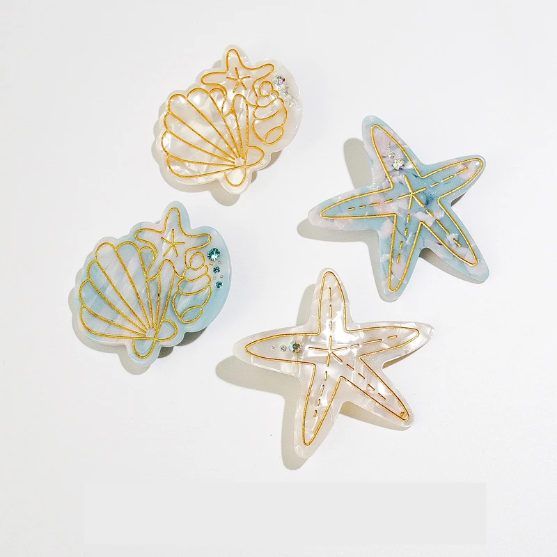 

HZ 2019 New Fashion Acetate Shell Hair Clip Starfish Sweet Hair Grip Japan Style Barrettes Hairpin Hair Accessories for Women