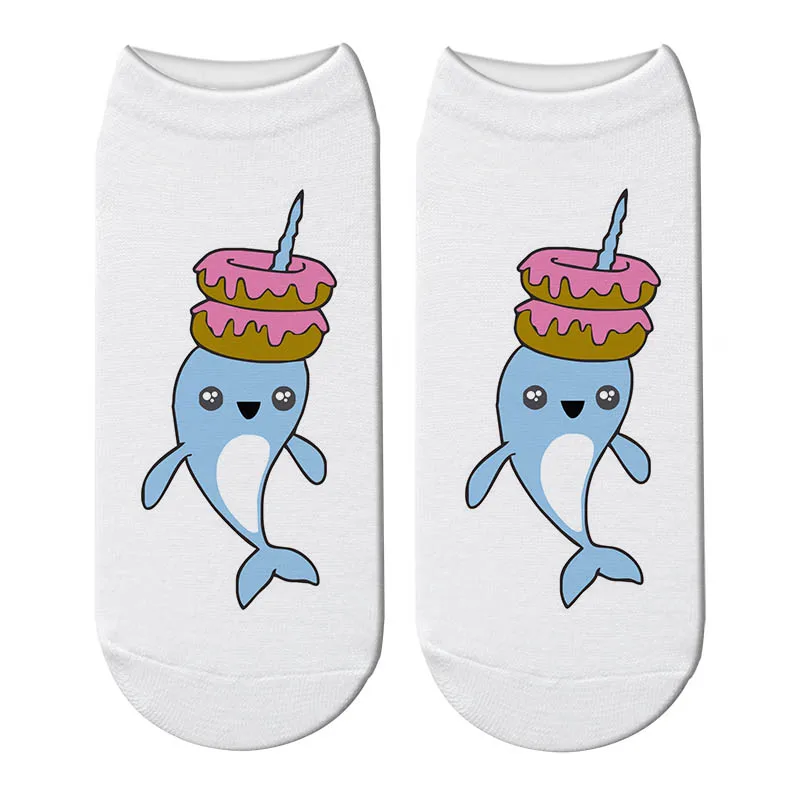 Новый Harajuku 3D печати Единорог забавные женские носки до лодыжки Licorne Chaussette Femme