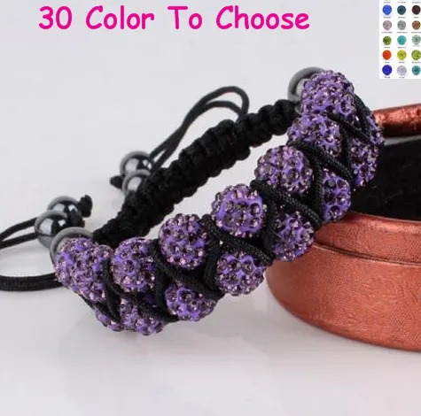 

women men stone+Free Shipping+.10mm Disco Ball Bead Purple double Row crystal Bracelet Jewelry For Men.