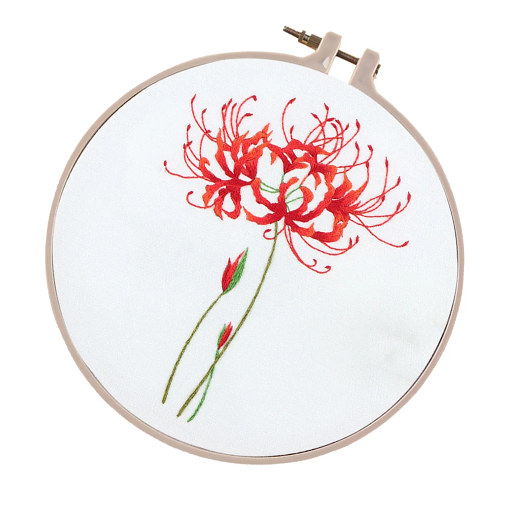 Su Embroidery Theme Embroidery Starter Kit With Flower Pattern Embroidery Hoop Suitable for Beginners Adults Women