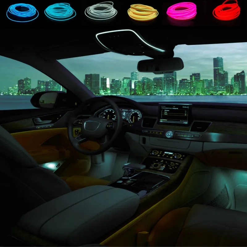 JURUS New Arrival Car Styling 1m Interior Light El Cold Line Diy Decorative Dashboard Console Door
