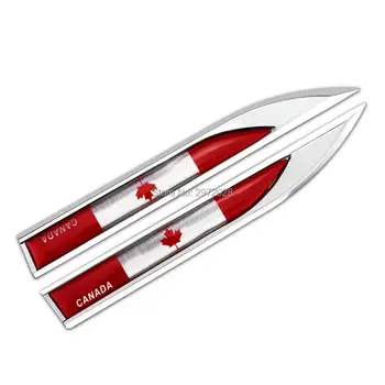 

2 x Cool Fashion Car Body Fender Side Metal Chrome Zinc Alloy Knife Side 3D Flag of the Canada Emblems Badges Decals Stickers