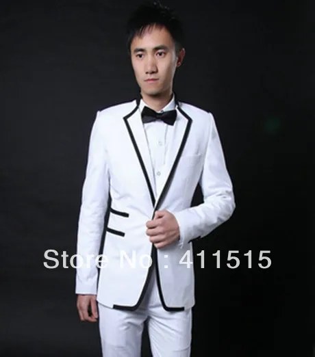 free shipping/Customize male stand collar slim suit white wedding groom wear dress customize bridegroom dress