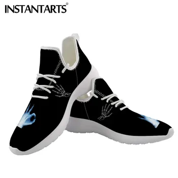 

INSTANTARTS Black White Men Mesh Knit Sneakers Heartbeat Nurse Dentist Print 3D Comfortable Zapatos Sport Casual Shoes Boy Shoes