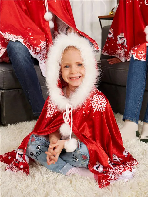 2018 одинаковые Семейные рождественские бархатные накидки с капюшоном, маскарадный сценический костюм, реквизит для фотосъемки