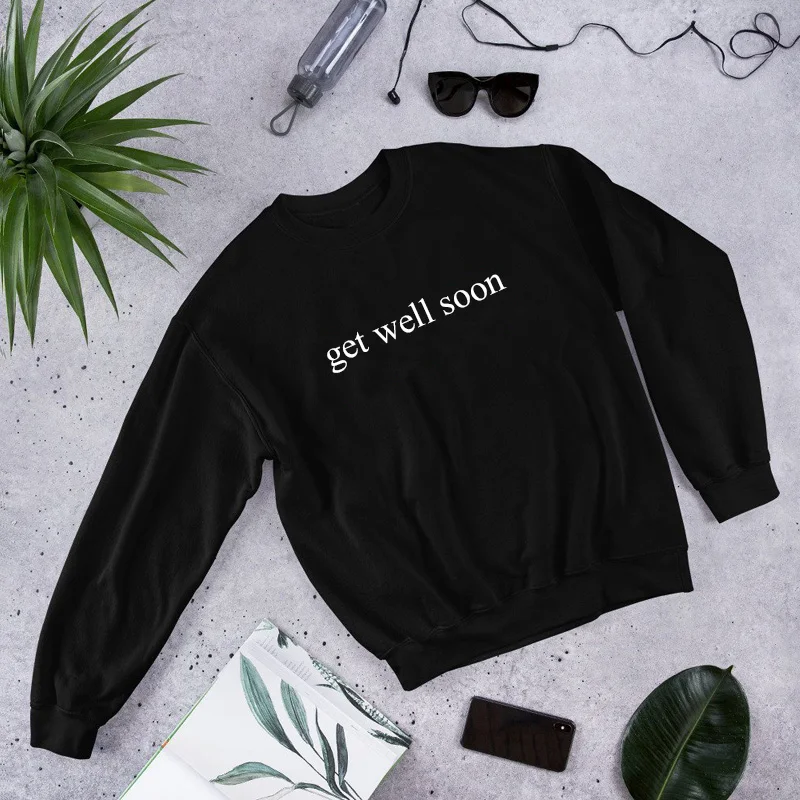  Get Well Soon Ariana Grande SWEETENER Crewneck Sweatshirt Women Casual Pullover Long Sleeve Hoodie 