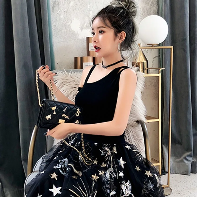 

Newest 2019 Sexy Fashion Women's Asymmetrical Collar Cold Shoulder Sleeveless T-Shirt #2019.7.18