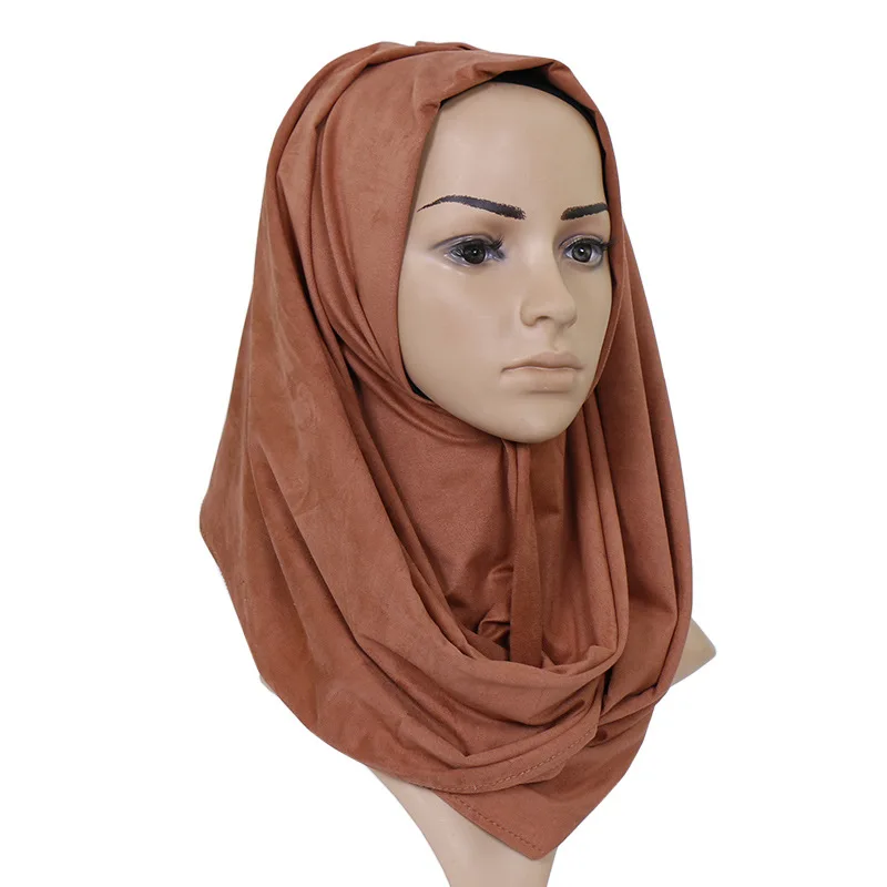 Высокое качество замши хиджаб шарф эластичные одноцветные шали толстые шарфы Модные мягкое оголовье плотная обертывания для Для женщин леди