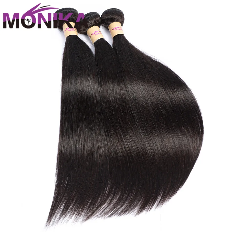 

Monika Hair 8-30 inch Bundles Peruvian Straight Hair Tissage Naturel Color 1/4/3 Bundles Non Remy Straight Human Hair Bundles