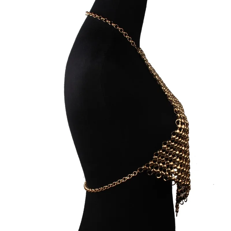 Лучшее женское тяжелое летнее сексуальное стильное металлическое ожерелье цепочка для тела Бюстгальтер Массивное колье воротники Макси ожерелье Facebook 3374