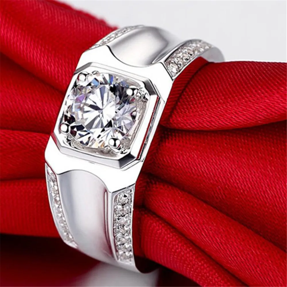 2019 YKNRBPH S925 Sterling Silver Open Diamond Ring Men's Luxury Weddings Ring Jewelry Gift