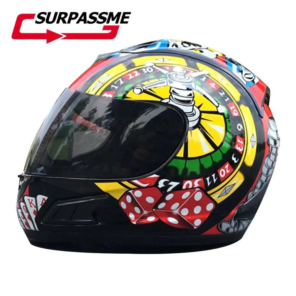 

Motorcycle Poker Helmets Full Face Visor lens Motor Helmet Dot Cascos Para Winter Summer Mens Scooter Motorbikes Off road