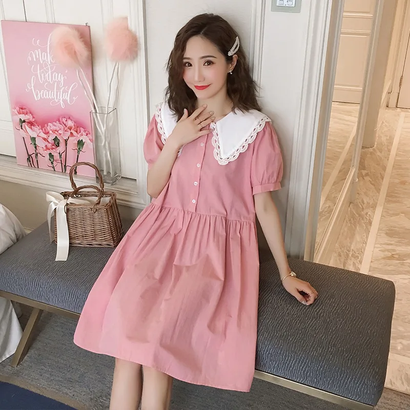 

Maternity dress summer dress doll collar pregnant women dress pregnant women shirt short-sleeved maternity dress
