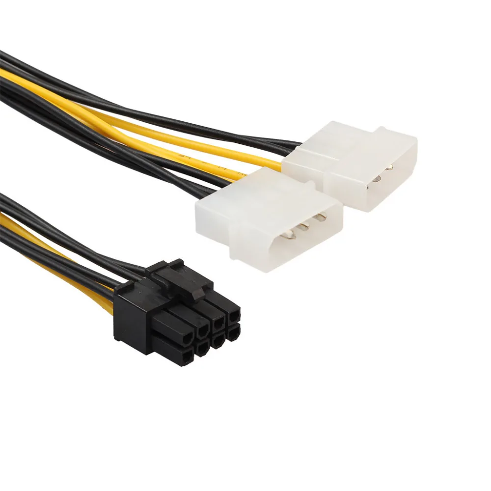 Dual Molex 4 Pin To 8 Pin PCI-E Express Converter Adapter Power Cable 18cm (4)