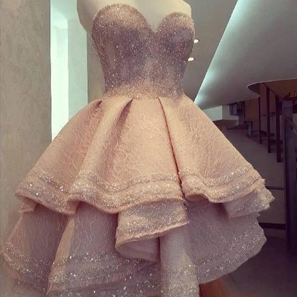 

Hi Low Muslim Evening Dresses 2019 Ball Gown Sweetheart Lace Beaded Formal Islamic Dubai Saudi Arabic Long Elegant Evening Gown