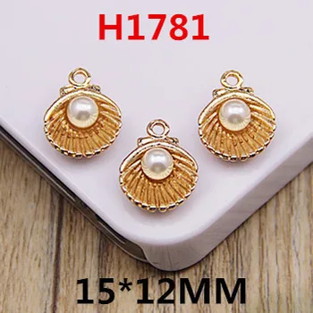 

Free Shipping Fashion Pearl Shell Alloy Jewelry Pendant DIY Bracelet Necklace Phone Chain Keyring Gold Tone Metal Pendants