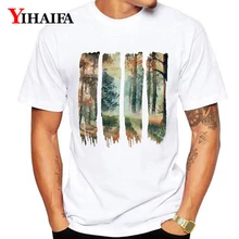 Mens T Shirts Fashion 2019 Summer Forest Tree 3D Print Men Women Graphic Tees Casual White Tee Shirt Unisex Tops men forest print tee
