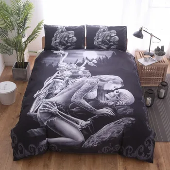 

black skull twin queen king pillowcase duvet cover set bedding set