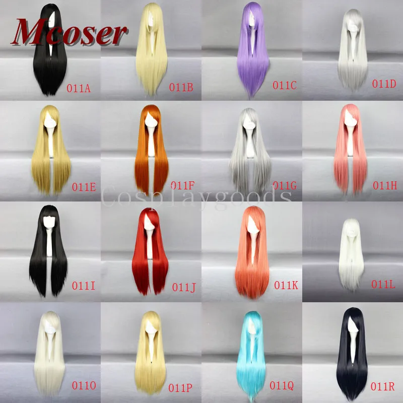 Mcoser 2016 Hot sale Heat Resistant Synthetic Hair wigs 80Cm Long Staight Cosplay Wig Anime Party Cheap