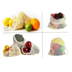 9 шт./компл. многоразовые хлопковые сетки производят сумки фрукты овощи хозяйственная сумка моющаяся прочная продуктовая переносная