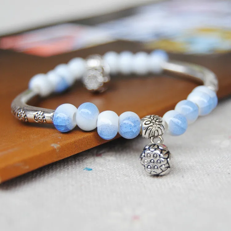 

Original vintage Ceramics Small beads Girls Bracelet Good Lucky Bracelet cute Lover Bracelet Lovers Lucky Jewelry Women Gift