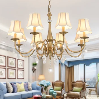 

Modern Crystal Chandeliers Gold Tradition Suburb Middle class Home Decoration Lighting LED Indoor Dining Room Living Room Lamp