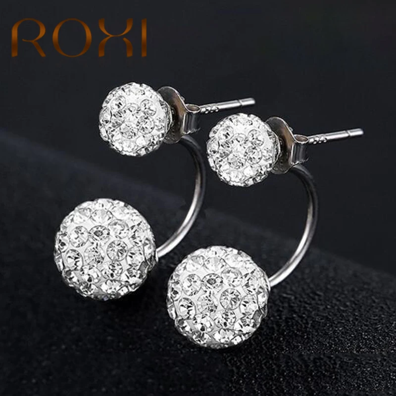 ROXI 925 Sterling Silver Jewelry Stud Earrings For Women Double Ball