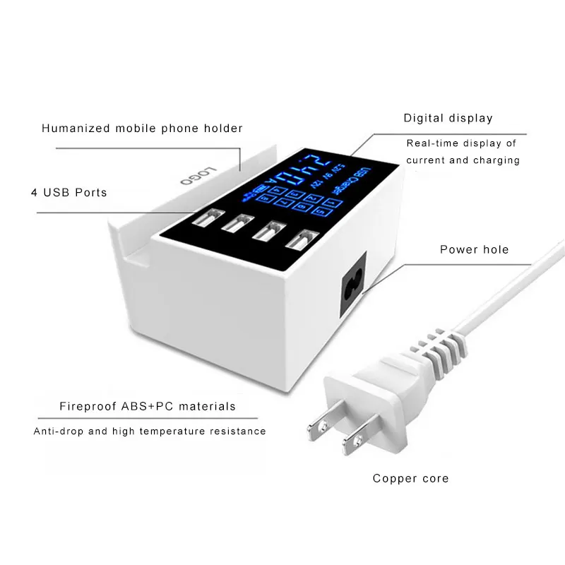 متعددة usb وحدة شاحن ل هاتف لوحي سريع 4 منافذ usb عمود شحن hd disply شاحن حوض العالمي usb مأخذ (فيشة) ذكي متعددة usb وحدة شاحن ل هاتف لوحي سريع 4 منافذ usb عمود شحن hd disply شاحن حوض العالمي usb مأخذ (فيشة) ذكي