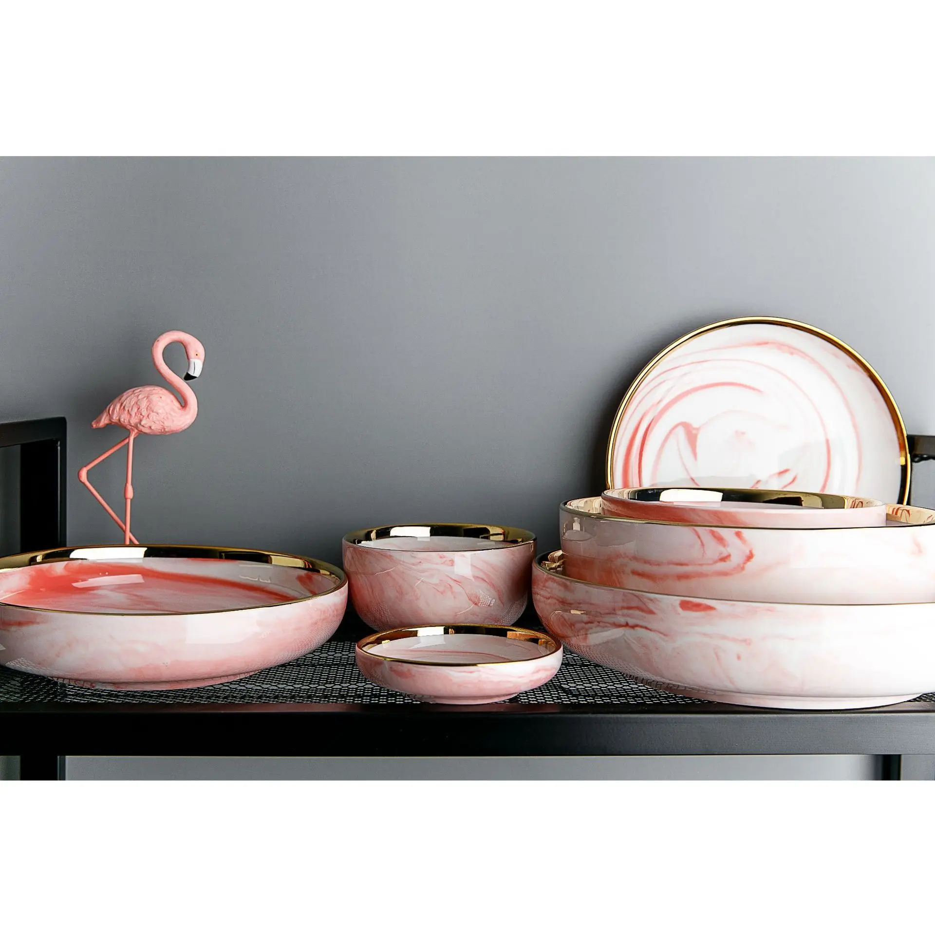 

Nordic cutlery set marble cutlery salad bowl home dish set dinner plate holiday gift customization