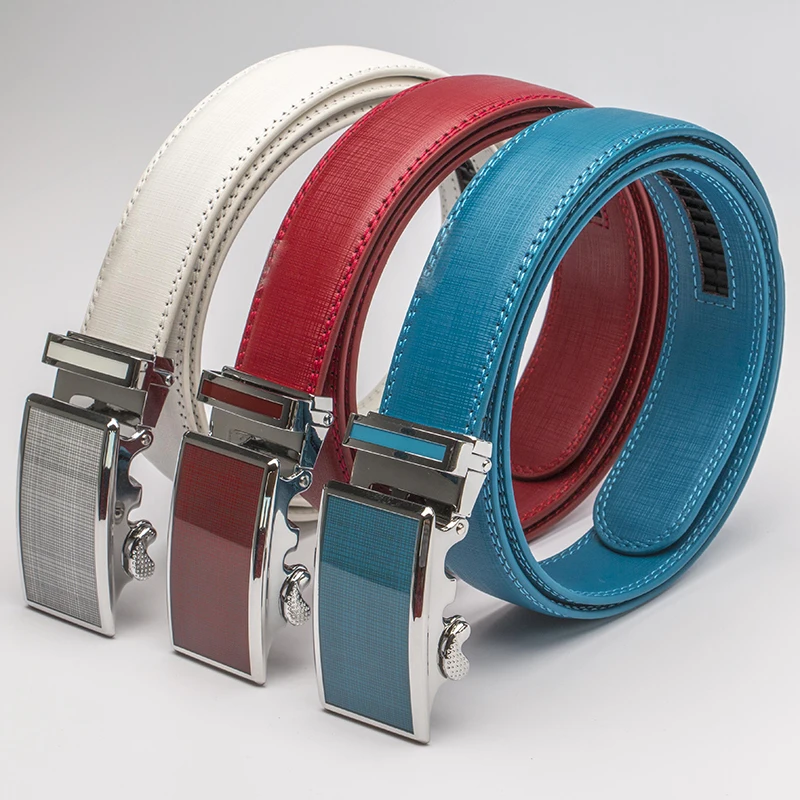 Red Casual Designers Luxury Cowhide Brand Leather Strap Belts for Mens