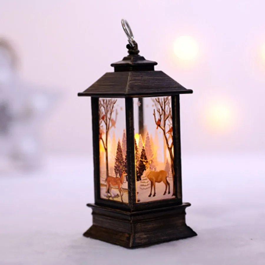 Светодиодный светильник для рождественской свечи с держателем, светодиодный светильник для чая, свечи, клетки, лося, Санта Клаус, печатный подсвечник, Рождественское украшение для дома