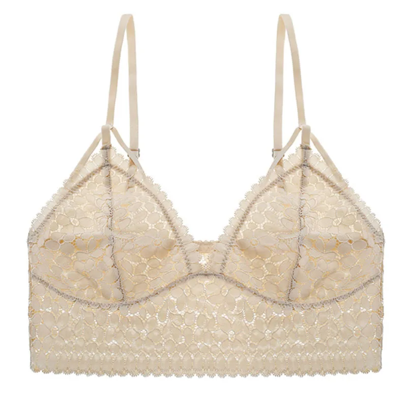 Full Lace Petal Single Bralette Ultrathin Wireless Sexy Bra Triangle