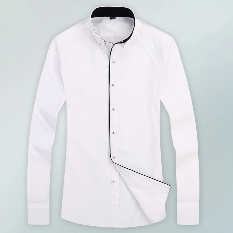 white dinner shirt with black buttons