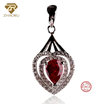 

Zhaoru 925 Sterling Silver Ruby Pendant Fit Necklace Fine Jewelry AAA Zircon Pendant Wonmen Jewelry