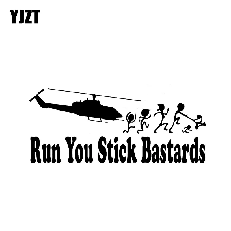 

YJZT 15.6CM*6.6CM USMC Vinyl Decal Car Sticker Anti Stick Family Run You Stick Bastards Black/Silver C3-0128
