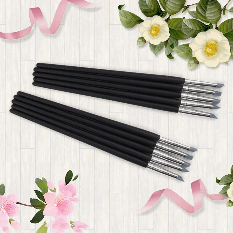 5 шт Силиконовые Nail Art Pen Кисть для нанесения рисунка полые глиняная скульптура кисти для УФ-геля формирования глины расставить польский DIY Набор инструментов
