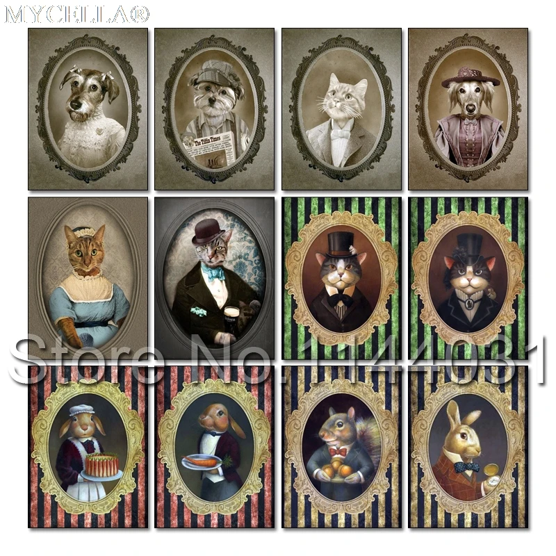 

Vintage Animal Full 5D DIY Diamond Painting Dog Cat 3D Embroidery Cross Stitch Pet Lover Mosaic Decor Perfect Christmas Gift