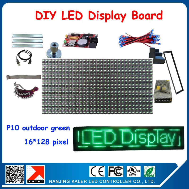 

4pcs p10 green led modules 1pcs led control card and other kits for diy led display board size 40cm*136cm free shipping