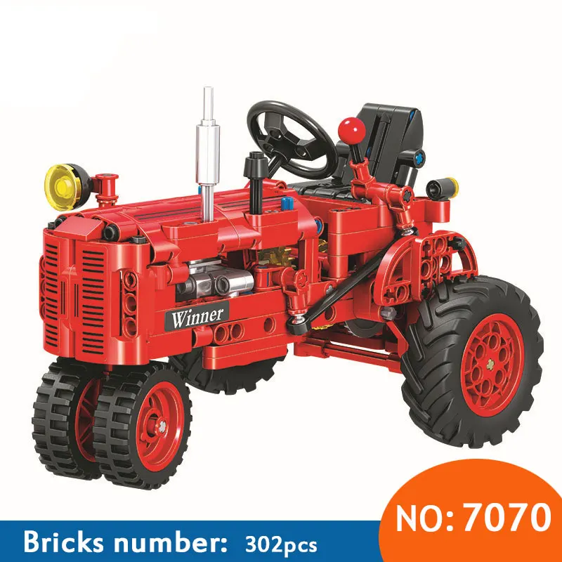 Skup Zwycięzca 7070 302 sztuk Technic klasyczny klasyczny stary ciągnik klocki do budowy DIY klocki edukacyjne dla dzieci zabawny prezent