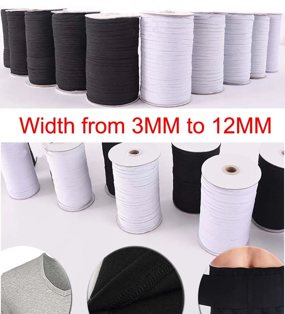 (Width from 3MM to 12MM) Flat Elastic Spool Elastic Cord Band for