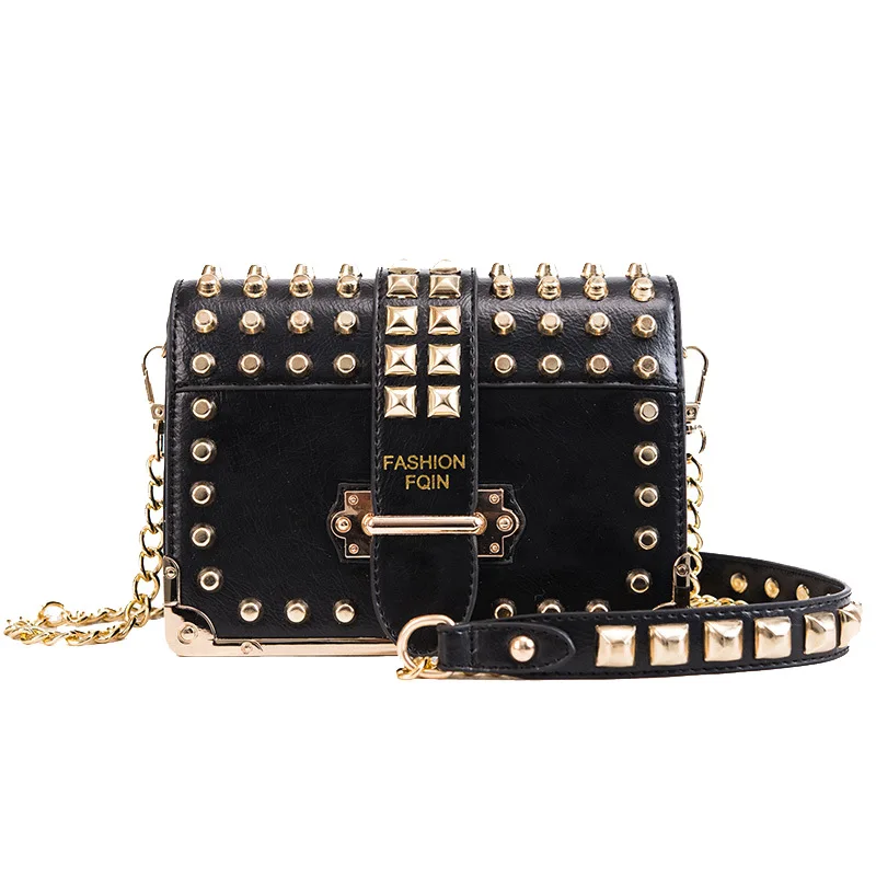 

Designer bags famous women bags 2019 Rivet design style designer bags Crossbody bag women leather handbags Luxury Brand Logo