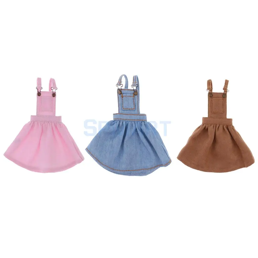 

3 Pieces 1/6 Cute Pocket Designed Suspender Dress Skirt for 12'' Blythe Dolls Clothing